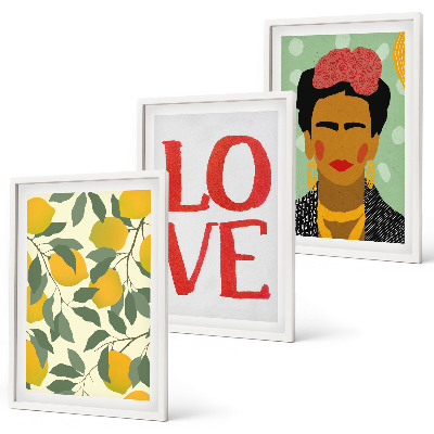Composição de quadros moderna Limões AMAM retrato de Frida