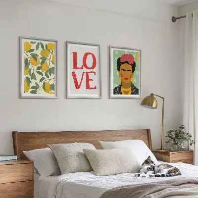 Composição de quadros moderna retrato de Frida com limões