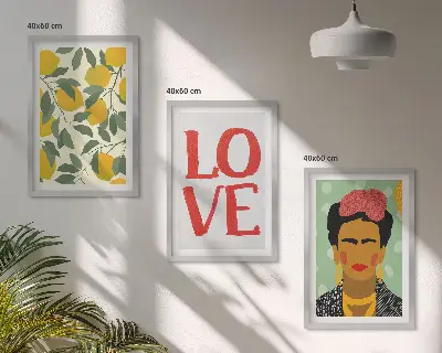 Composição de quadros moderna retrato de Frida com limões