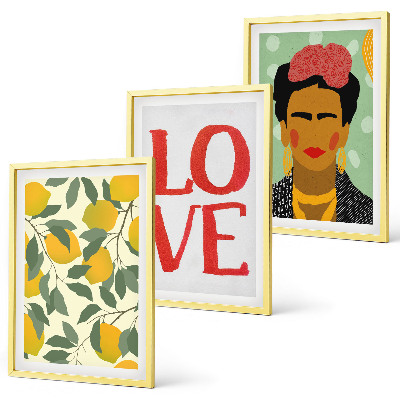 Composição de quadros moderna Limões AMAM retrato de Frida