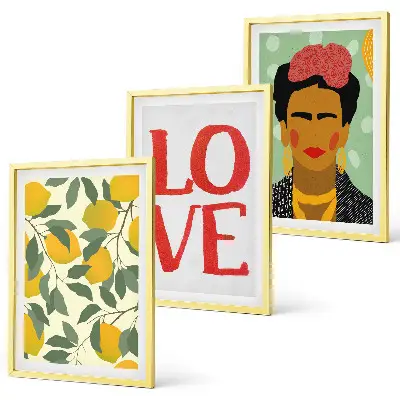 Composição de quadros moderna retrato de Frida com limões