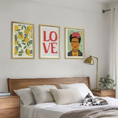 Composição de quadros moderna retrato de Frida com limões
