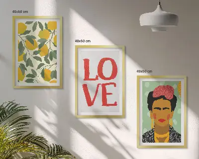 Composição de quadros moderna retrato de Frida com limões