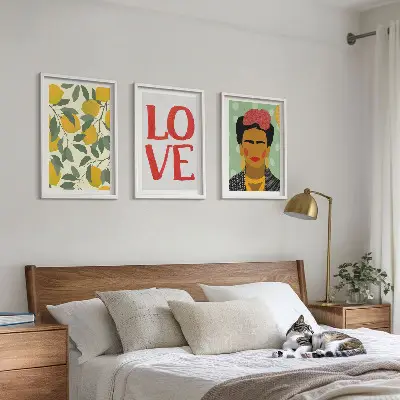 Composição de quadros moderna retrato de Frida com limões