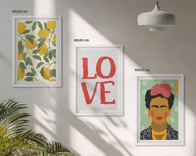 Composição de quadros moderna retrato de Frida com limões