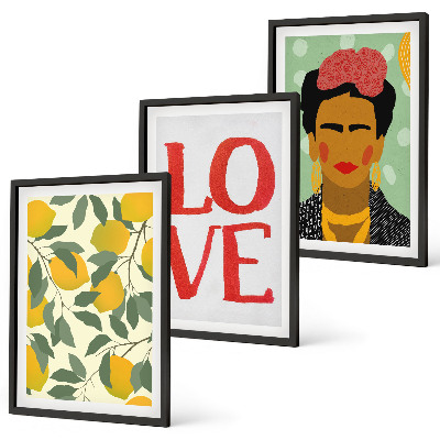Composição de quadros moderna Limões AMAM retrato de Frida