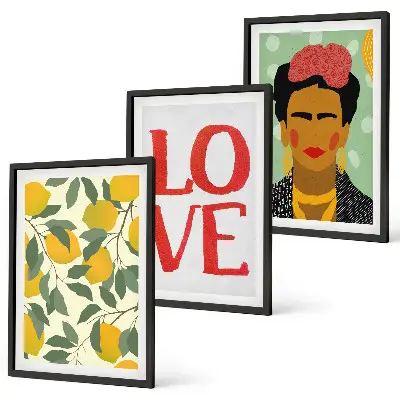 Composição de quadros moderna retrato de Frida com limões