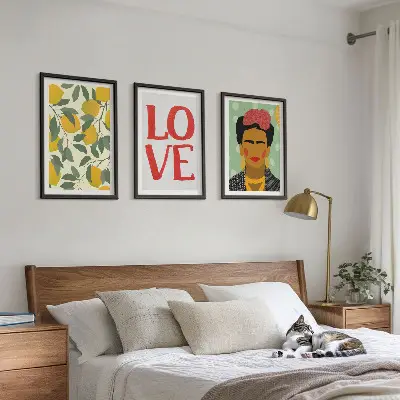 Composição de quadros moderna retrato de Frida com limões