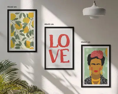 Composição de quadros moderna retrato de Frida com limões