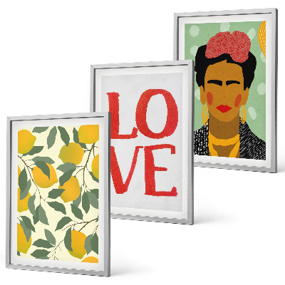 Composição de quadros moderna Limões AMAM retrato de Frida