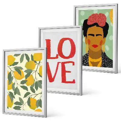 Composição de quadros moderna retrato de Frida com limões