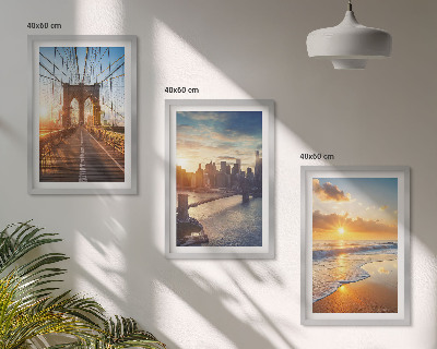 Conjunto de quadros para sala de estar Pontes, pôr do sol, cidade