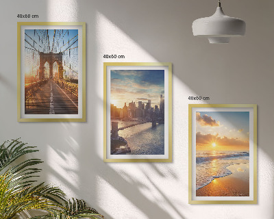 Conjunto de quadros para sala de estar Pontes, pôr do sol, cidade
