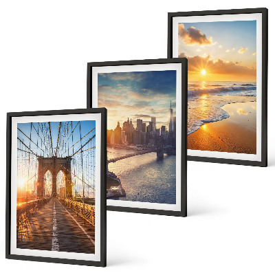 Conjunto de quadros para sala de estar Pontes, pôr do sol, cidade