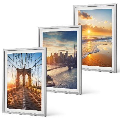 Conjunto de quadros para sala de estar Pontes, pôr do sol, cidade