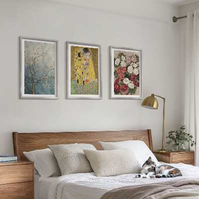 Conjunto de 3 quadros com moldura Flores da árvore, pintura de Klimt
