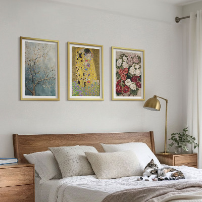 Conjunto de 3 quadros com moldura Flores da árvore, pintura de Klimt