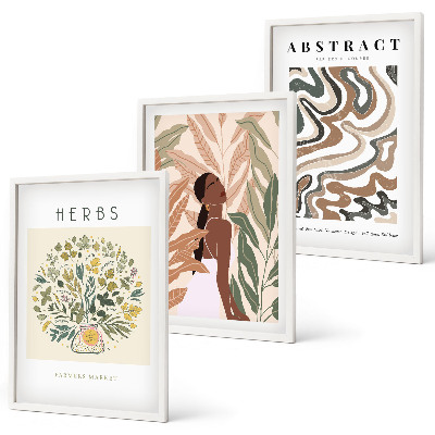 Conjunto de quadros para sala de estar Pôsteres minimalistas em tons pastel boho