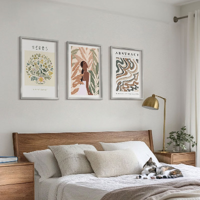 Conjunto de quadros para sala de estar Pôsteres minimalistas em tons pastel boho