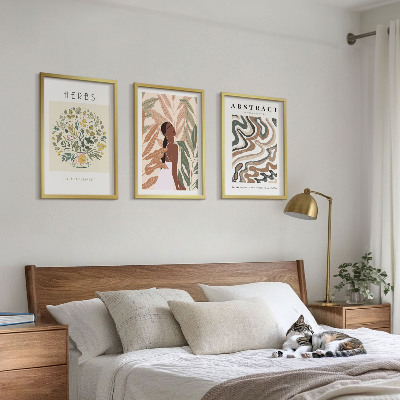 Conjunto de quadros para sala de estar Pôsteres minimalistas em tons pastel boho