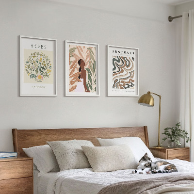 Conjunto de quadros para sala de estar Pôsteres minimalistas em tons pastel boho