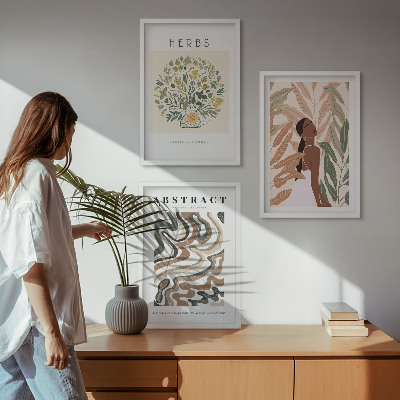 Conjunto de quadros para sala de estar Pôsteres minimalistas em tons pastel boho