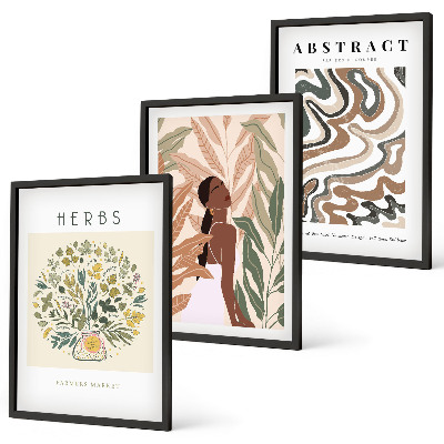 Conjunto de quadros para sala de estar Pôsteres minimalistas em tons pastel boho