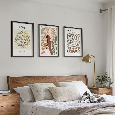 Conjunto de quadros para sala de estar Pôsteres minimalistas em tons pastel boho