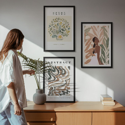 Conjunto de quadros para sala de estar Pôsteres minimalistas em tons pastel boho