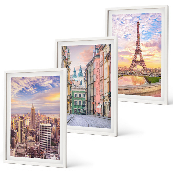 Conjunto de quadros para sala de estar Cidades Nova York crepúsculo parisiense