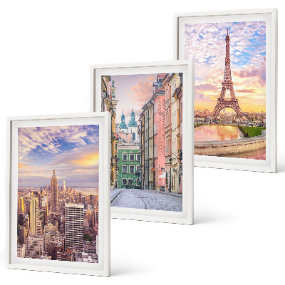 Conjunto de quadros para sala de estar Cidades Nova York crepúsculo parisiense
