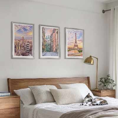 Conjunto de quadros para sala de estar Cidades Nova York crepúsculo parisiense