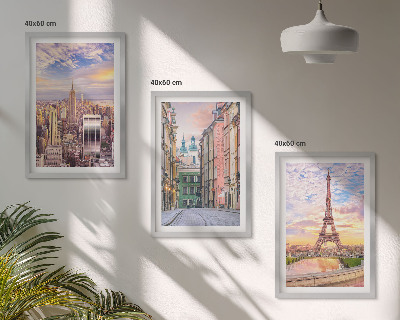 Conjunto de quadros para sala de estar Cidades Nova York crepúsculo parisiense