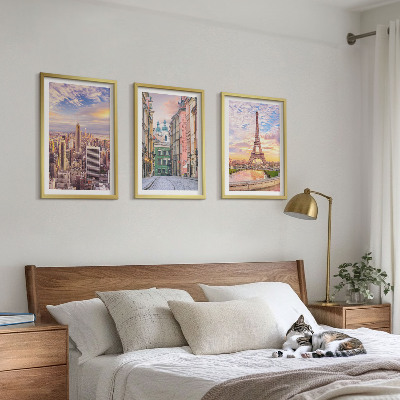 Conjunto de quadros para sala de estar Cidades Nova York crepúsculo parisiense
