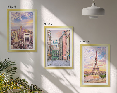 Conjunto de quadros para sala de estar Cidades Nova York crepúsculo parisiense