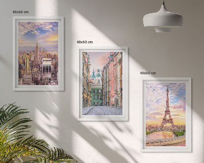 Conjunto de quadros para sala de estar Cidades Nova York crepúsculo parisiense