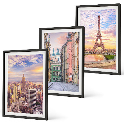 Conjunto de quadros para sala de estar Cidades Nova York crepúsculo parisiense