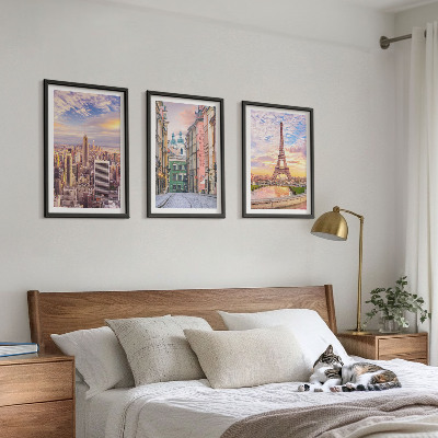 Conjunto de quadros para sala de estar Cidades Nova York crepúsculo parisiense