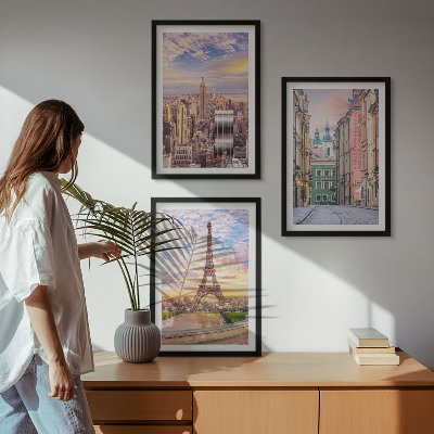 Conjunto de quadros para sala de estar Cidades Nova York crepúsculo parisiense