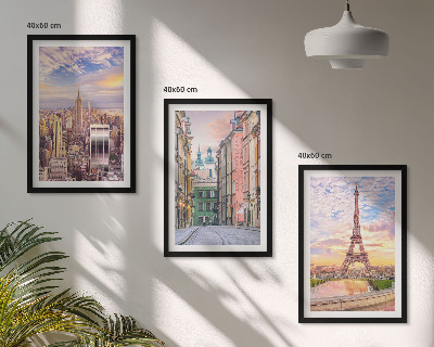 Conjunto de quadros para sala de estar Cidades Nova York crepúsculo parisiense