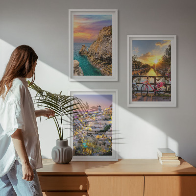 Composição de quadros moderna Vista para o pôr do sol à beira-mar