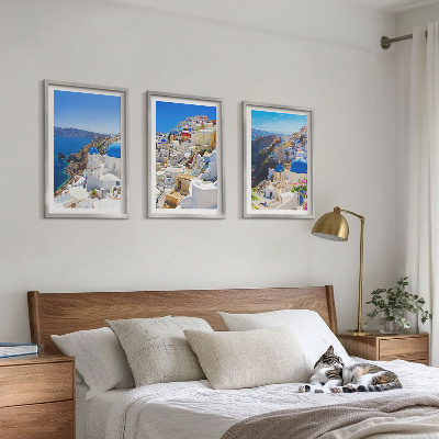 Conjunto de quadros para sala de estar Arquitetura paisagística de Oia Santorini