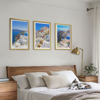 Conjunto de quadros para sala de estar Arquitetura paisagística de Oia Santorini