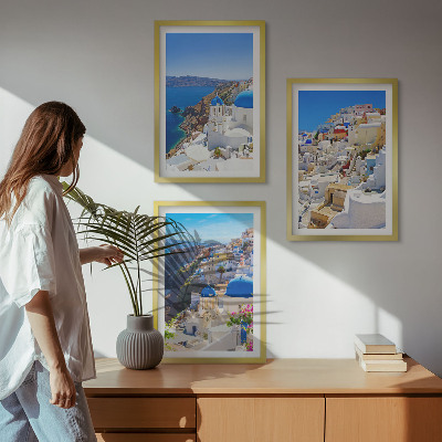 Conjunto de quadros para sala de estar Arquitetura paisagística de Oia Santorini