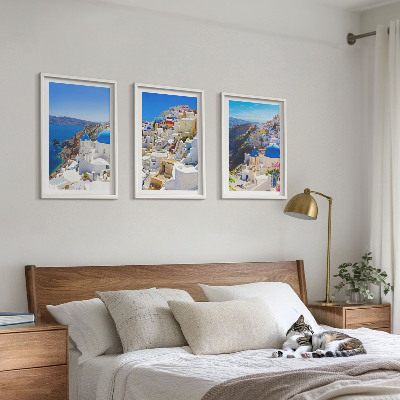 Conjunto de quadros para sala de estar Arquitetura paisagística de Oia Santorini