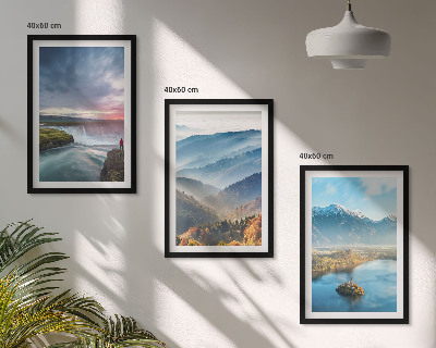 Conjunto de quadros para sala de estar paisagens montanhosas cachoeiras