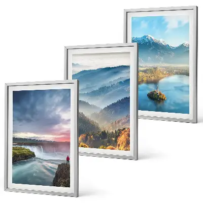 Conjunto de quadros para sala de estar com paisagens de montanhas e cachoeiras