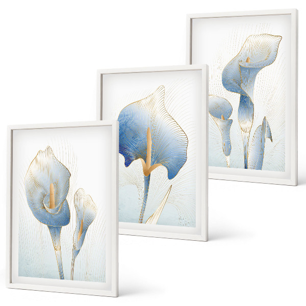 Composição de quadros moderna Flores azuis no fundo