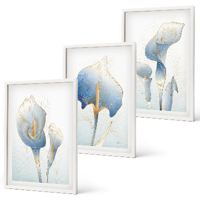 Composição de quadros moderna Flores azuis no fundo