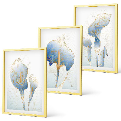 Composição de quadros moderna Flores azuis no fundo